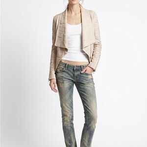 Marciano Cream Leather “Shayna” Drape Jacket